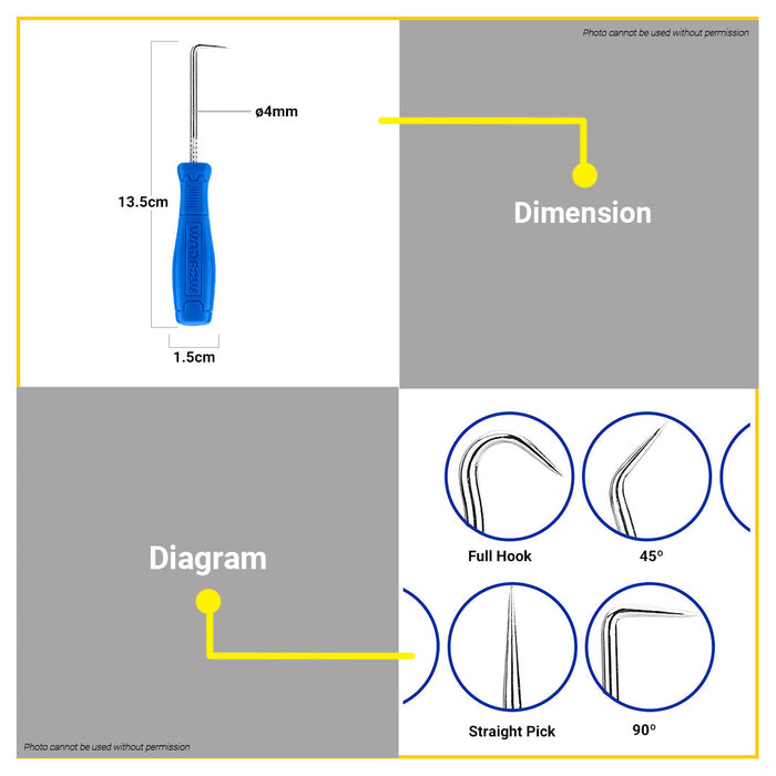 BUILDMATE Wadfow 4PCS/SET Pick and Hook Mini Lock Oil Seal Remover Tool Gasket Scraping WSS2604 WHT
