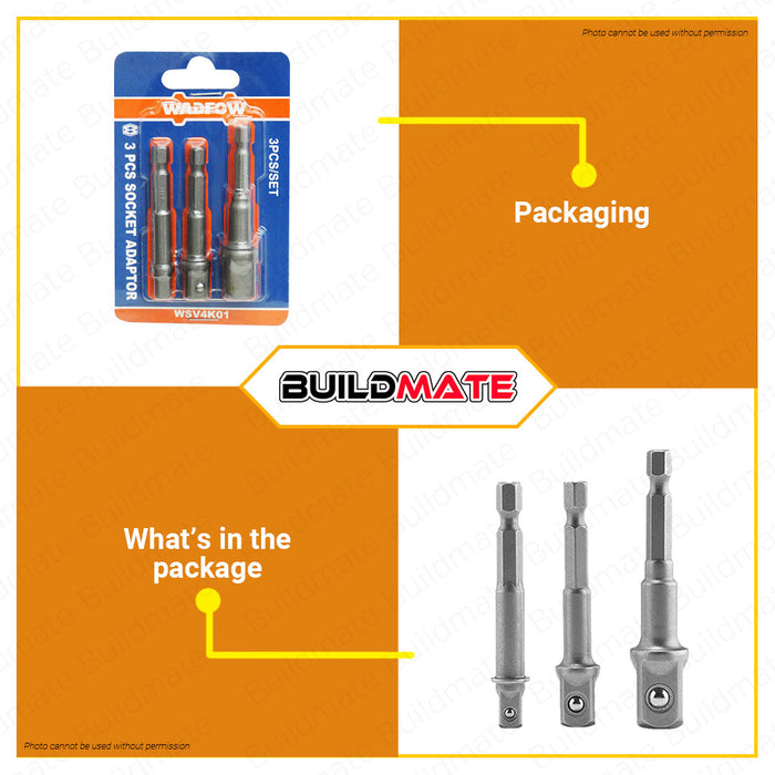 WADFOW 3PCS/SET Socket Adaptor Impact Grade Nut Driver Socket Socket Adapter WSV4K01 •BUILDMATE• WHT