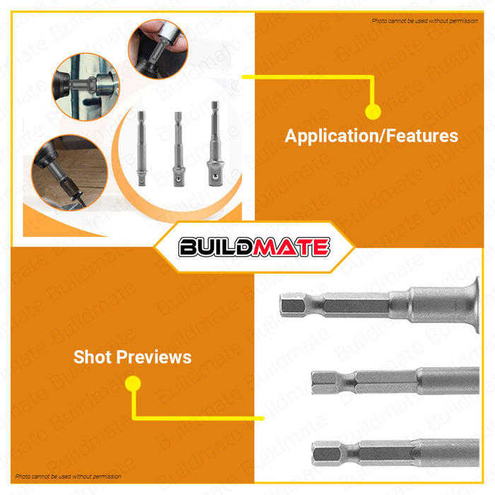 WADFOW 3PCS/SET Socket Adaptor Impact Grade Nut Driver Socket Socket Adapter WSV4K01 •BUILDMATE• WHT