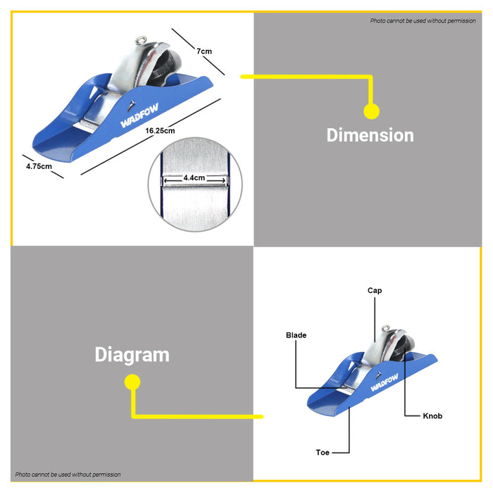 BUILDMATE Wadfow Iron Planer 163mm Wood Hand Planer Katam with Blade Handheld Wood Planer Shaper Shaping Wood Manual Planer Smoothing Planer Carpenter Planer Woodworking Tool WTB1101 • WHT