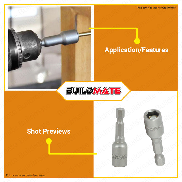 BUILDMATE Wadfow 3pcs Magnetic Nut Set 48mm Magnet Fastener Adaptor Socket Driver Bit Setter Tex Screw SOLD PER SET WWR1K08 / WWR1K10 - WHT