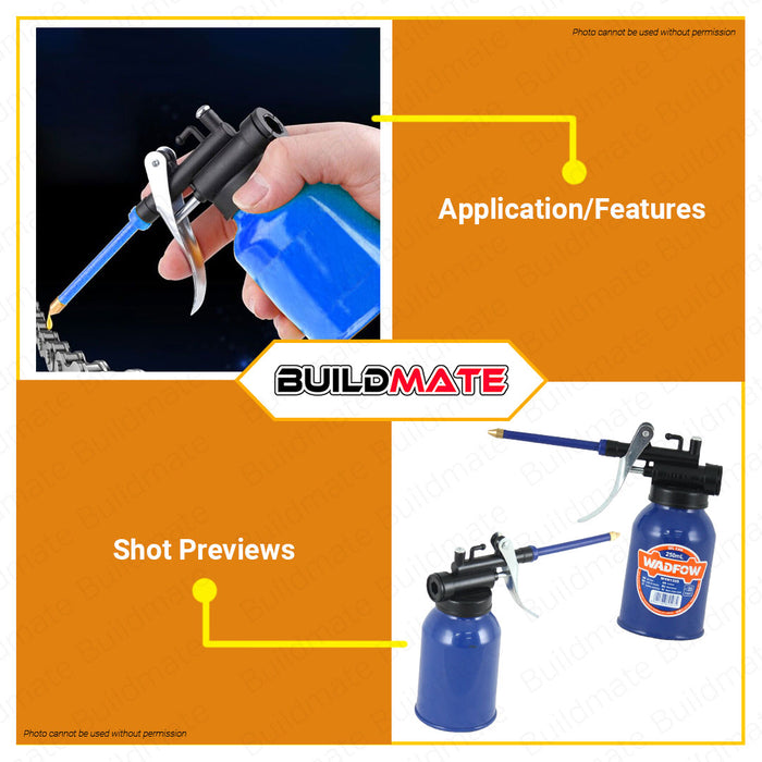 BUILDMATE Wadfow Oil Can 250ml | 500ml High Pressure Hand Pump Oiler Pot All Steel Body WYH1325 | WYH1350 • WHT
