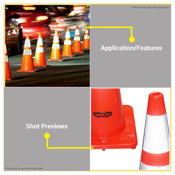 WADFOW 90CM Reflective Collars PVC Traffic Cone WYJ1A90 •BUILDMATE• WHT