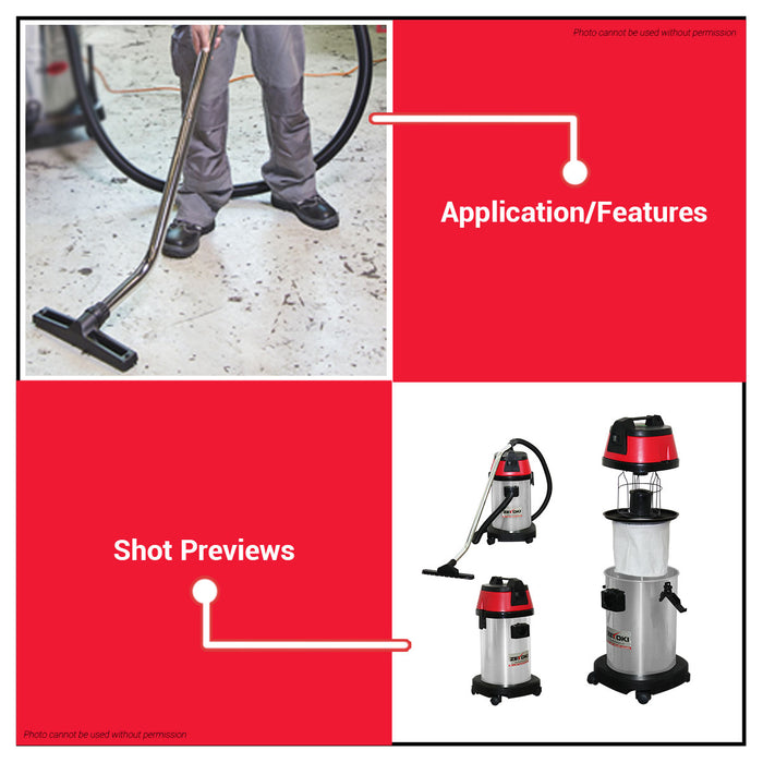 BUILDMATE Zekoki 30L 1000W VACUUM CLEANER Wet & Dry Multi-Purpose Mops For Floor Cleaning, Self-Cleaning, Air Drying Household Floor Cleaning Tools Wet/Dry Vacuum Cleaner ZKK-3000VC