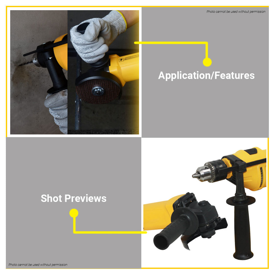 Buildrite Power Tools BUILDMATE Powerhouse 750W Electric Angle Grinder + Impact Drill Combo ...