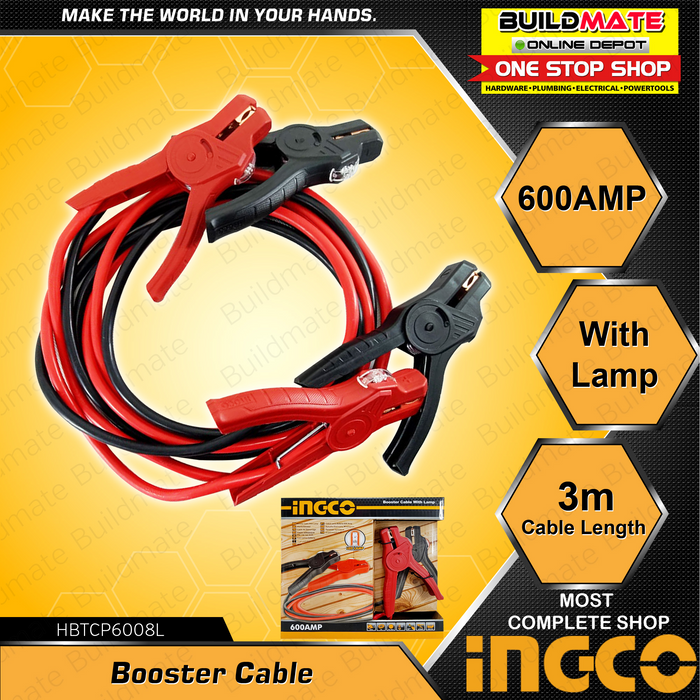 [SUPER SALE] INGCO Booster Cable Jumper with Lamp 600A HBTCP6008L  •BUILDMATE• IHT