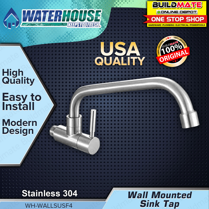 WATERHOUSE by POWERHOUSE Stainless 304 Wall Mount Faucet Modern Design F4 550G •BUILDMATE• PHWH