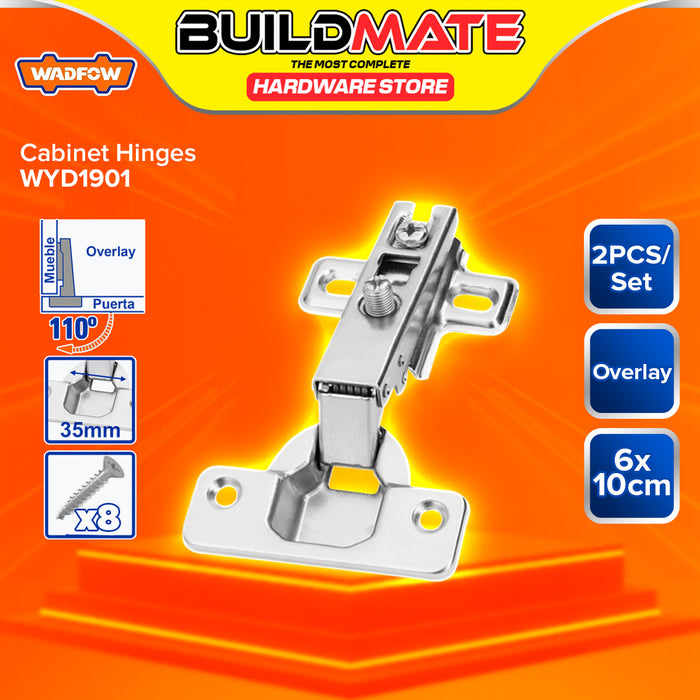 BUILDMATE Wadfow Cabinet Hinges 6x10cm Inset Half Overlay Self Closing Nickel Plated Steel Concealed Door Hinges for Furniture - WHT