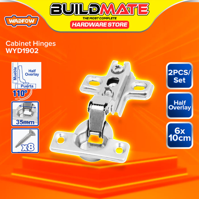 BUILDMATE Wadfow Cabinet Hinges 6x10cm Inset Half Overlay Self Closing Nickel Plated Steel Concealed Door Hinges for Furniture - WHT