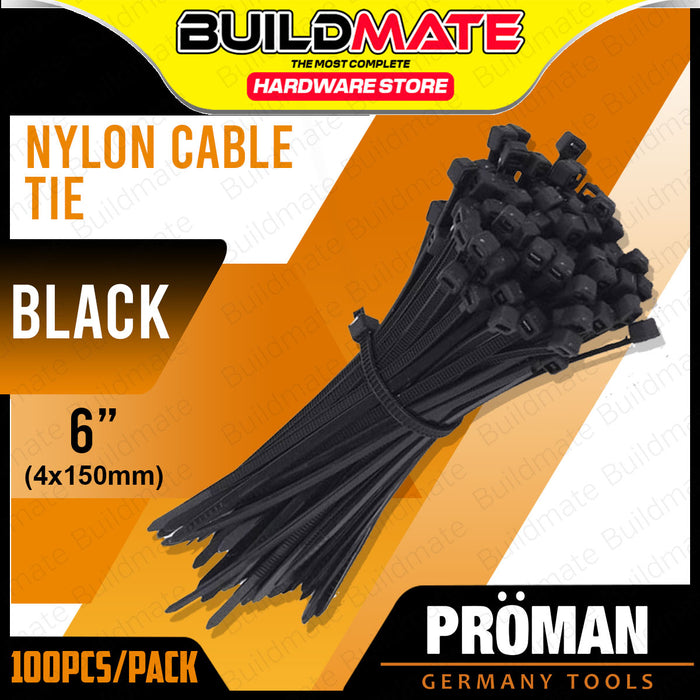BUILDMATE Proman 100PCS/PACK Nylon Cable Ties White / Black Self Locking Zip Fastening Wire Wraps Cable Tie SOLD PER PACK