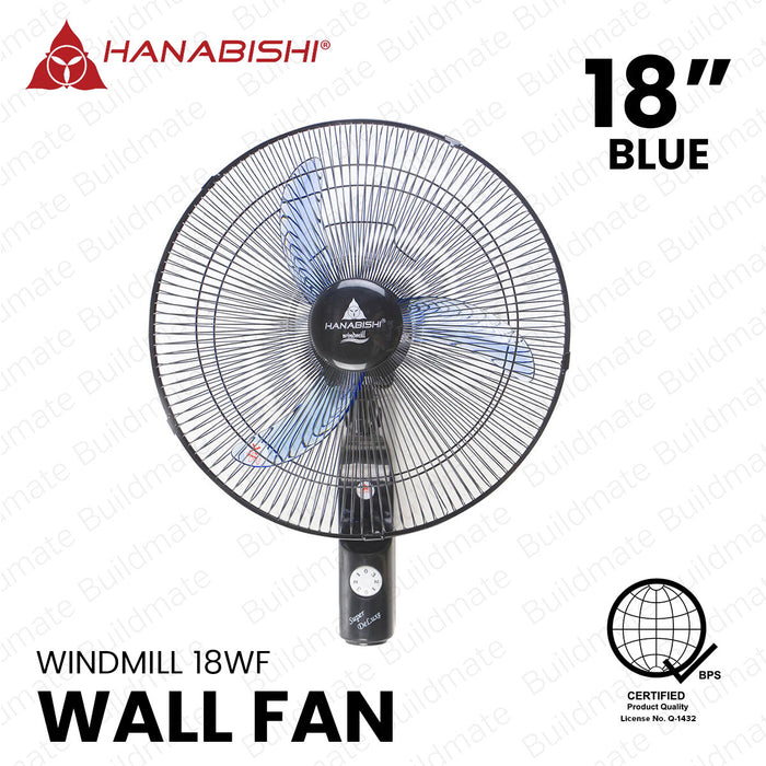 BUILDMATE Hanabishi 18" Wall Fan Windmill 18WF Three Adjustable Speed with Oscillation Control Wall-Mounted Windmill Cooling Fan SOLD PER PIECE