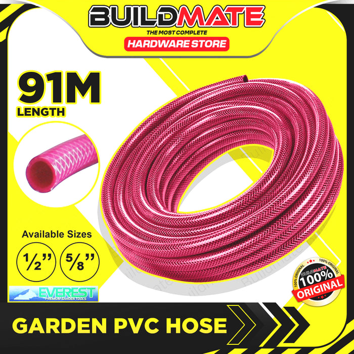 EVEREST Heavy Duty Garden Hose Red Color 1/2 & 5/8 x 300 Ft. [SOLD PER ROLL] PVC Hose For Gardening