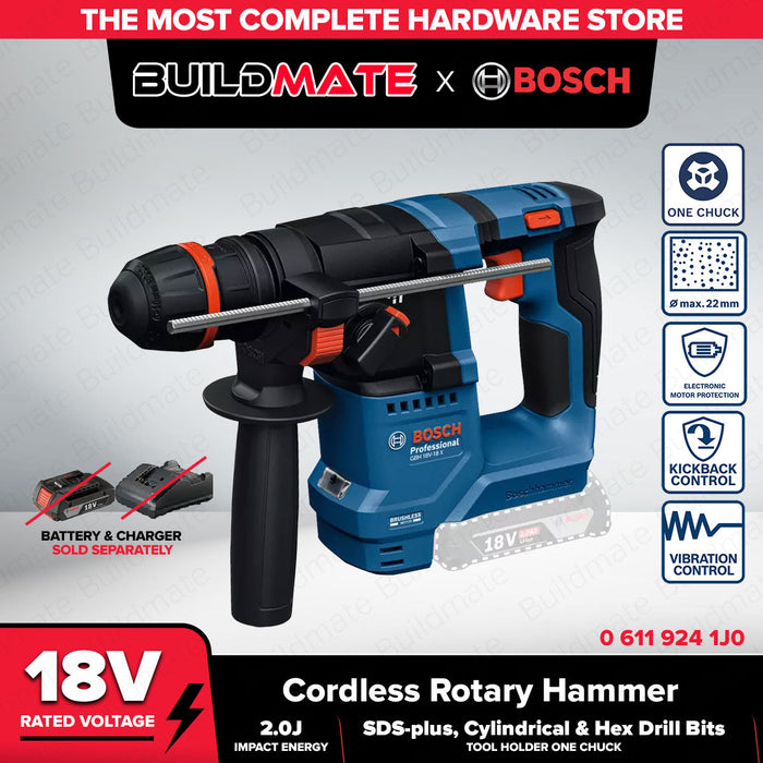 [SOLO] BOSCH 18V-18 X/ 18V-22 X Cordless Rotary Hammer SDS Plus with One Chuck with Case UNIT ONLY