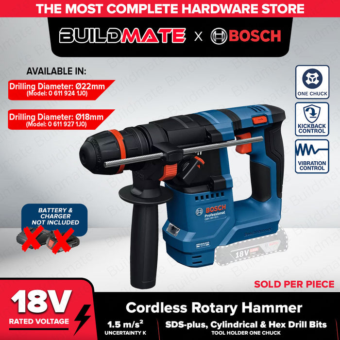 [SOLO] BOSCH 18V-18 X/ 18V-22 X Cordless Rotary Hammer SDS Plus with One Chuck with Case UNIT ONLY