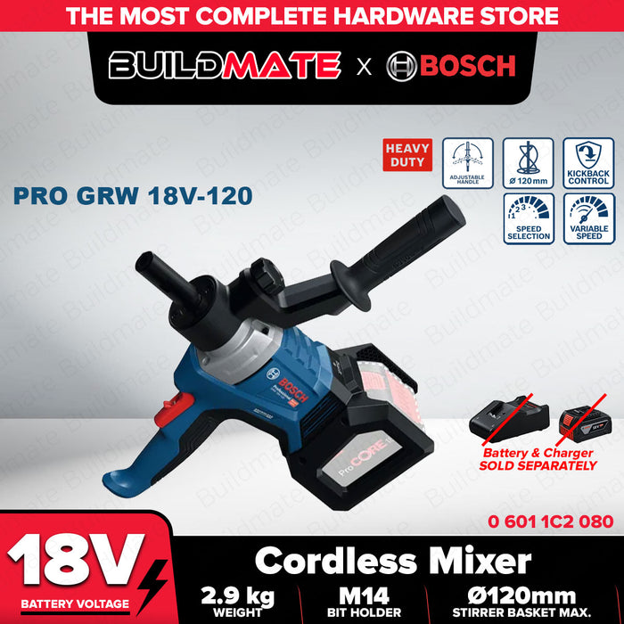 Buildmate x BOSCH Cordless Mixer GRW 18V-120 18V M14 Construction Paint Mixer 06011C2080