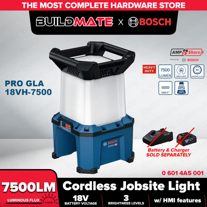 Buildmate x BOSCH Cordless Work Light GLA 18VH-7500 18V 7500LM LED Jobsite Lamp 06014A5001