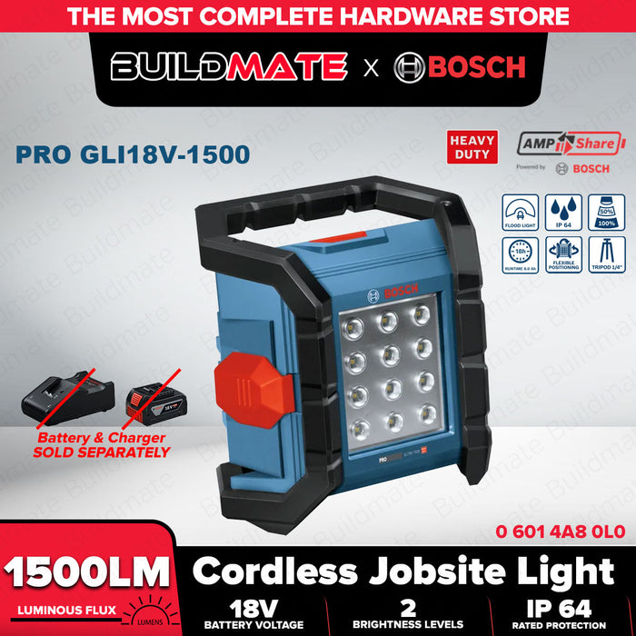 Buildmate x BOSCH Cordless Jobsite LED Work Lamp 1500LM 3000LM Heavy Duty GLI18V-1500 GLI18V-3000  06014A80L0/06014A81L0 BLC