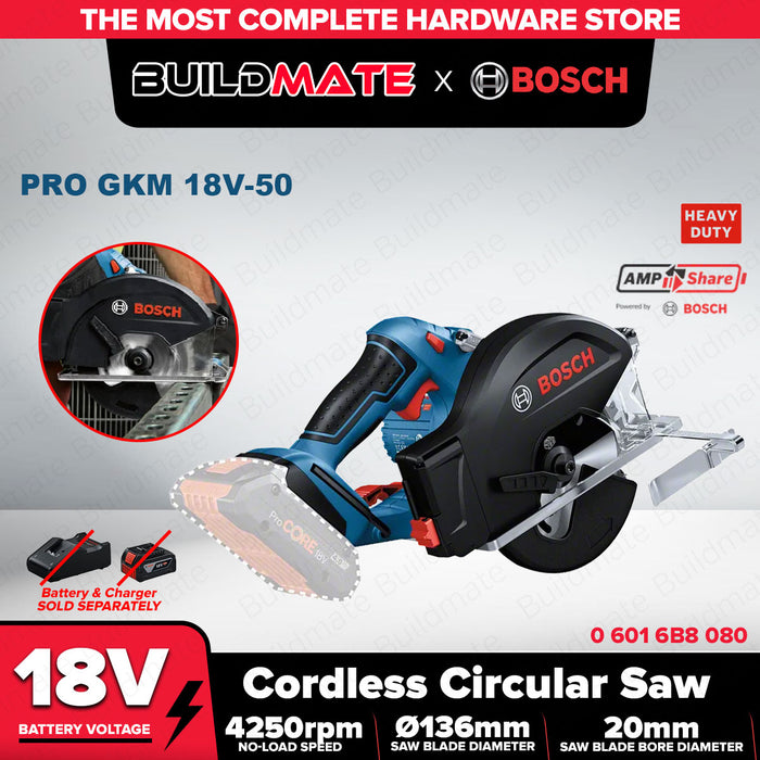 Buildmate x BOSCH Cordless Circular Saw GKM 18V-50 18V 136mm Metal Cutting Saw 06016B8080