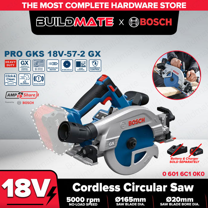 Buildmate x BOSCH Cordless Circular Saw GKS 18V-57-2 GX 18V 165mm Brushless 06016C10K0