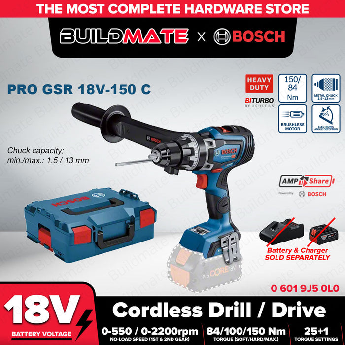 Buildmate x BOSCH Cordless Drill Driver GSR 18V-150 C 18V 150Nm Brushless 06019J50L0