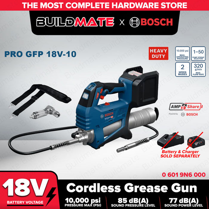 Buildmate x BOSCH Cordless Grease Gun GFP 18V-10 10000PSI Heavy Duty Lubrication Tool 06019N6000