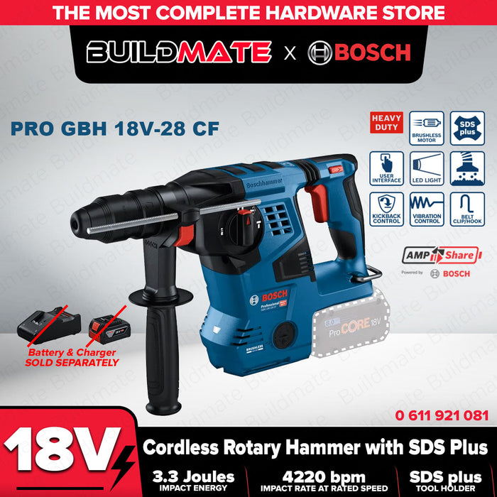 Buildmate x BOSCH Cordless Rotary Hammer GBH 18V-28 CF 3.3J SDS Plus 0611921081