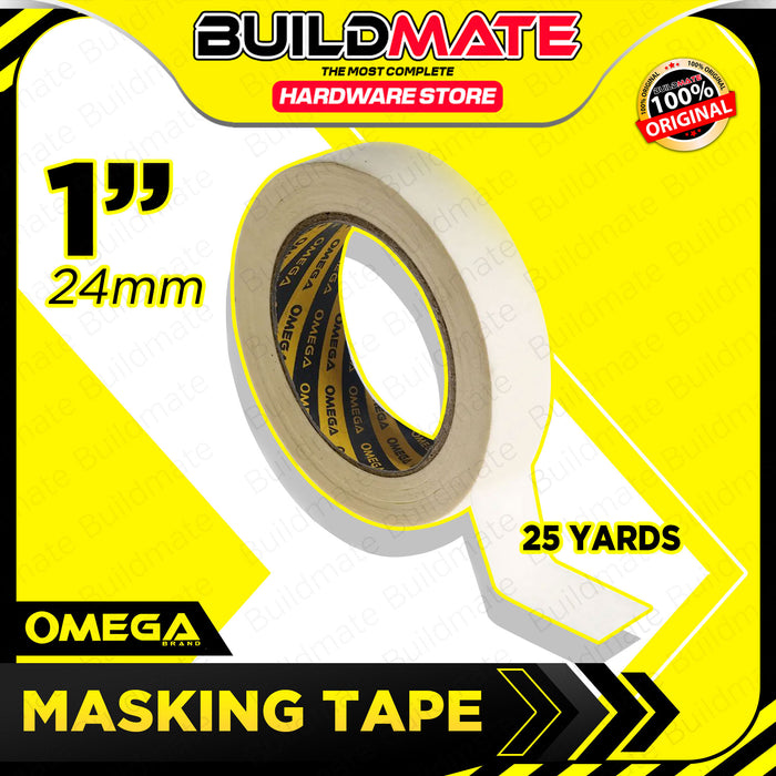 BUILDMATE Omega Masking Tape 1/2" - 1" Inch Adhesive Paper Painting Craft Tape for DIY Painting Project