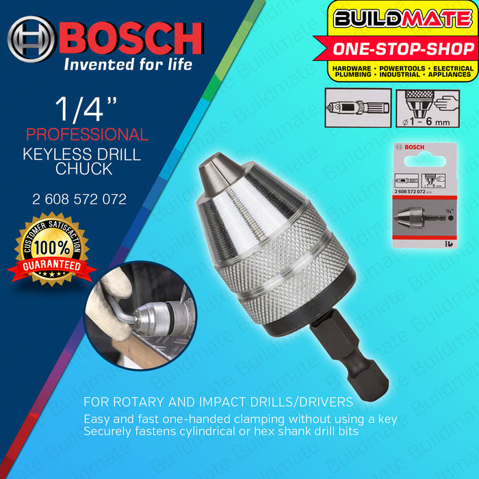 BUILDMATE Bosch Keyless Drill Chuck Adapter for 1/4" Hex Shank Rotary Impact Drills 2608572072 - BAX