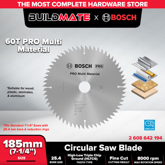 BUILDMATE Bosch Circular Saw Blade Wheel 7-1/4" 40T | 60T Standard for Wood Blade Saw Blades • BAX