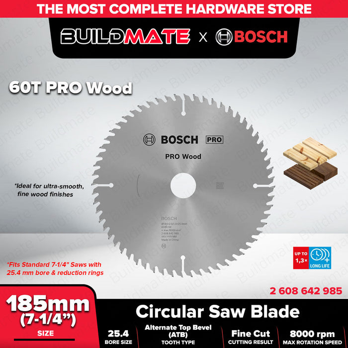 BUILDMATE Bosch Circular Saw Blade Wheel 7-1/4" 40T | 60T Standard for Wood Blade Saw Blades • BAX