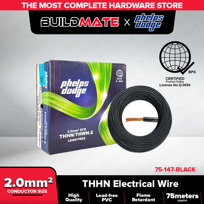 BUILDMATE Phelps Dodge THHN THWN-2 Electric Wire 2.0mm² / 3.5mm² Stranded Copper Building Wire Cable Flame Retardant PVC Nylon