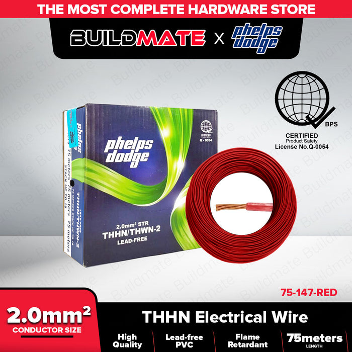 BUILDMATE Phelps Dodge THHN THWN-2 Electric Wire 2.0mm² / 3.5mm² Stranded Copper Building Wire Cable Flame Retardant PVC Nylon