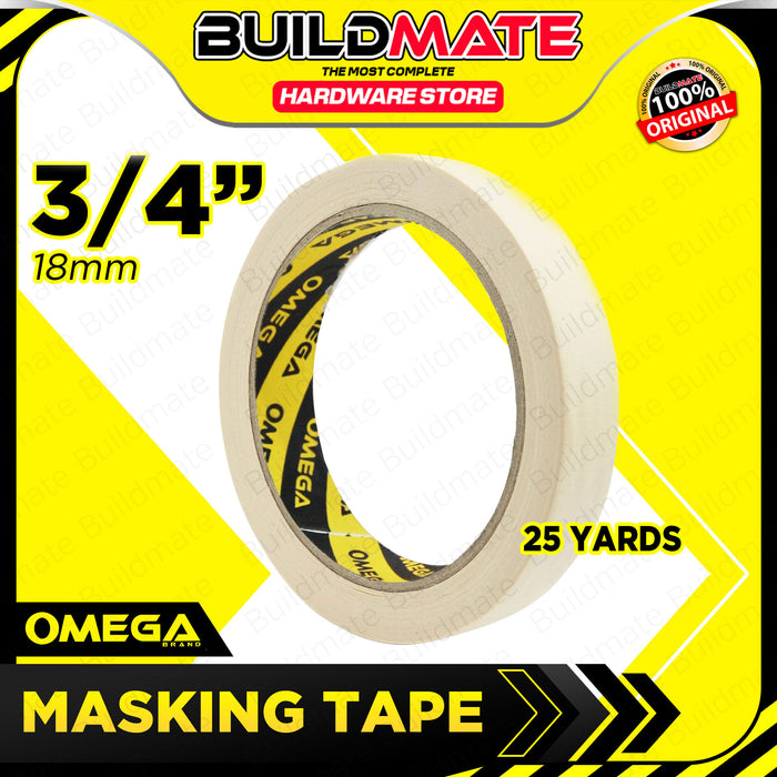 BUILDMATE Omega Masking Tape 1/2" - 1" Inch Adhesive Paper Painting Craft Tape for DIY Painting Project