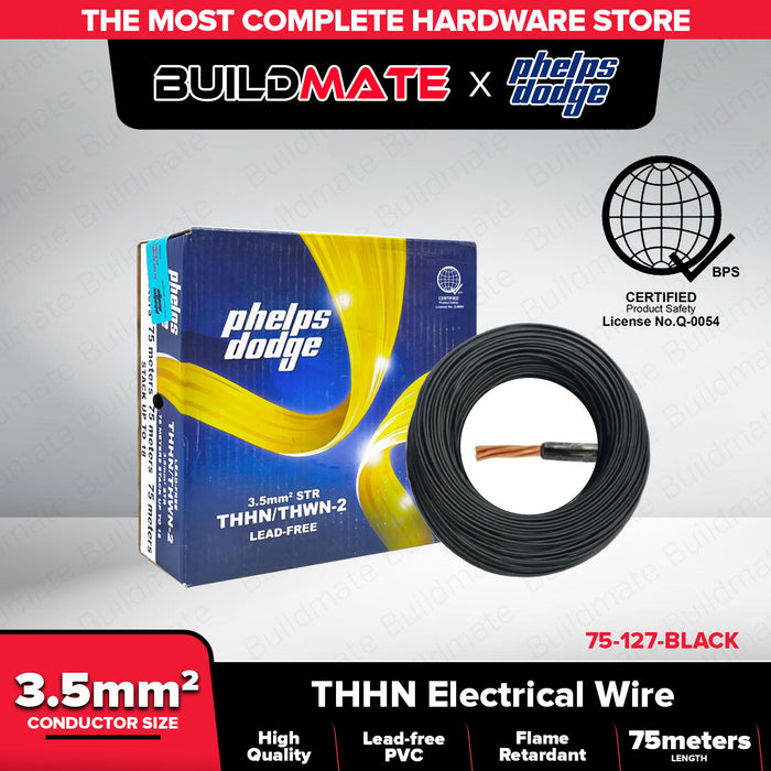 BUILDMATE Phelps Dodge THHN THWN-2 Electric Wire 2.0mm² / 3.5mm² Stranded Copper Building Wire Cable Flame Retardant PVC Nylon
