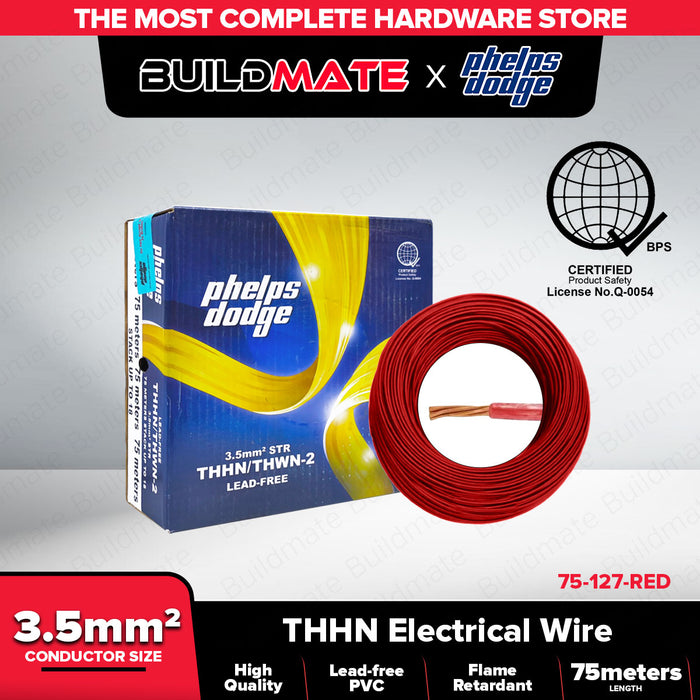 BUILDMATE Phelps Dodge THHN THWN-2 Electric Wire 2.0mm² / 3.5mm² Stranded Copper Building Wire Cable Flame Retardant PVC Nylon