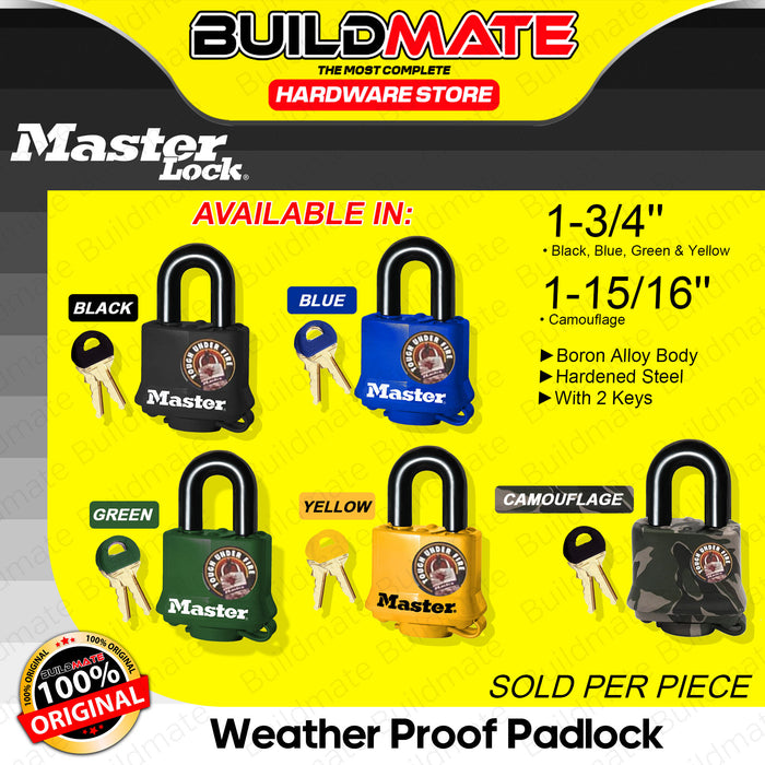 MASTER LOCK Weather Proof Padlock Pad Lock 1-3/4'' Black Blue Green Yellow Camouflage SOLD PER PIECE