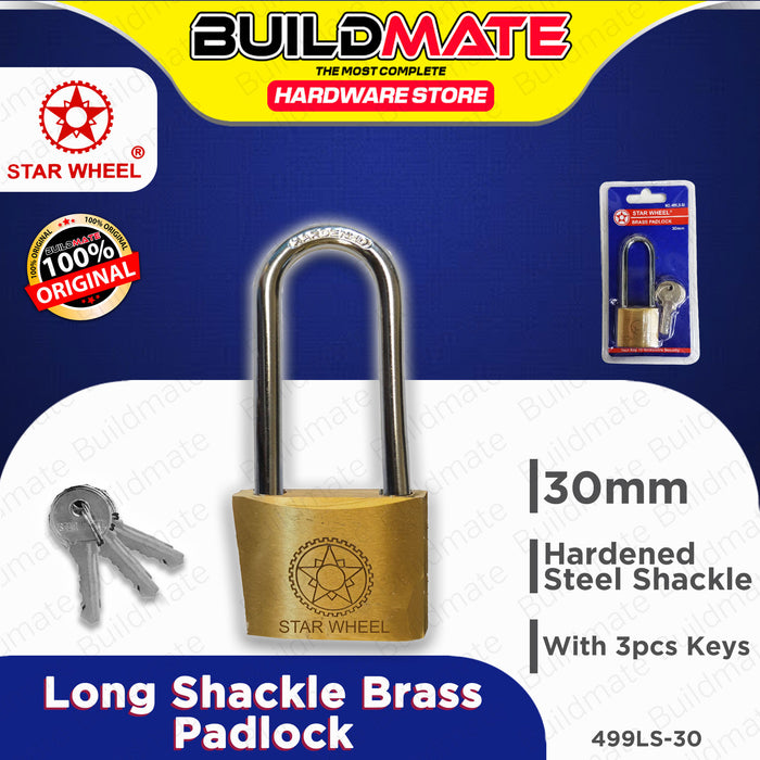 Starwheel Long Shackle Brass Padlock 30mm / 40mm / 50mm