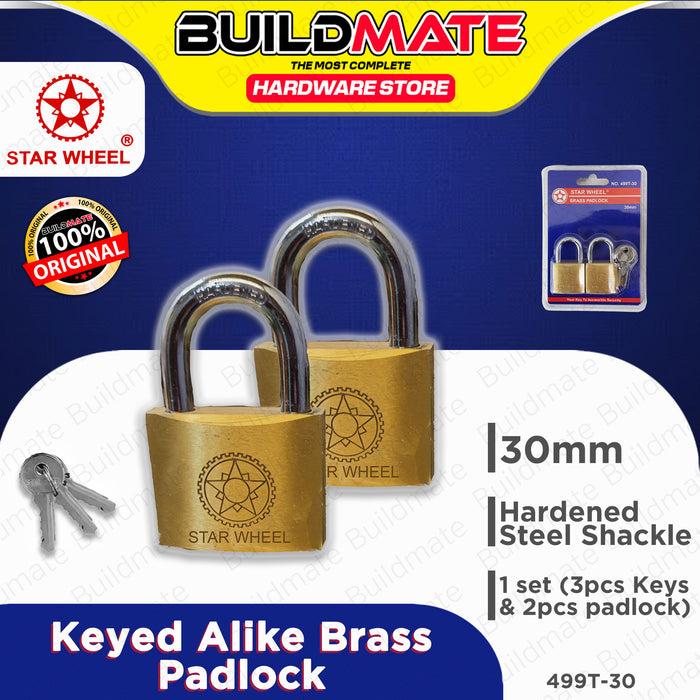 Starwheel 2-pcs Keyed Alike Brass Padlock 30mm / 40mm / 50mm