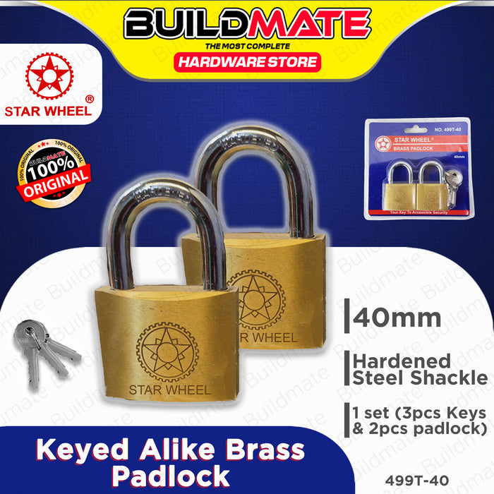 Starwheel 2-pcs Keyed Alike Brass Padlock 30mm / 40mm / 50mm