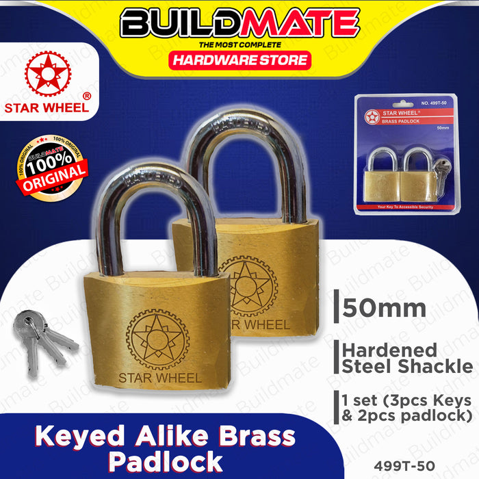 Starwheel 2-pcs Keyed Alike Brass Padlock 30mm / 40mm / 50mm