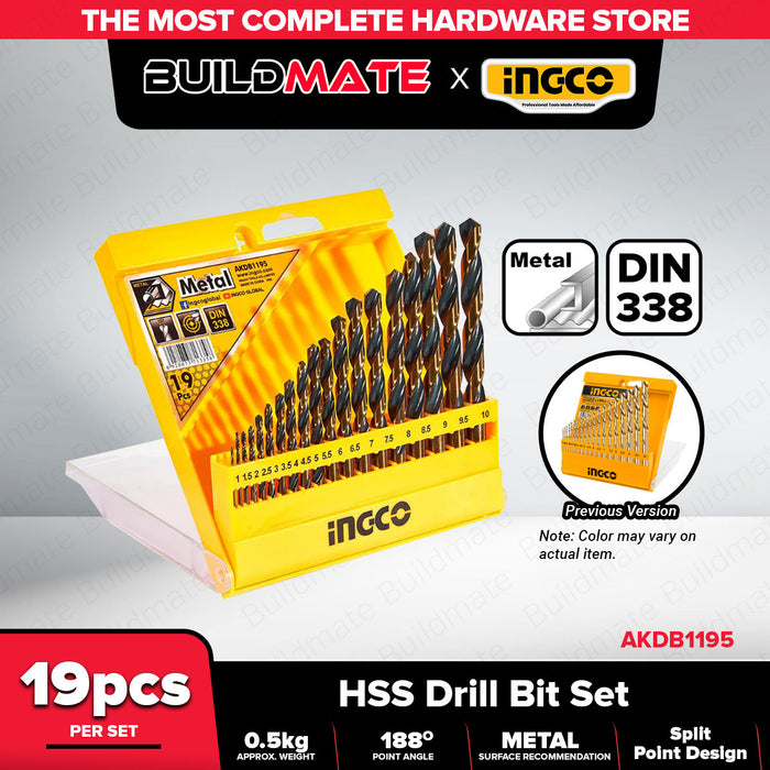 INGCO 19pcs Cobalt HSS Drill Bit SET 1-10mm AKDB1195 •BUILDMATE• IHT