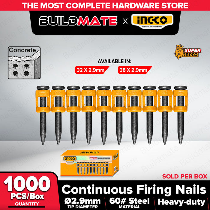 Buildmate x INGCO Continuous Firing Nails 32/38mm 2.9mm 1000pcs ANA02321/2381 IHT
