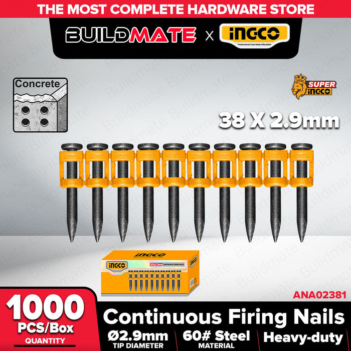 Buildmate x INGCO Continuous Firing Nails 32/38mm 2.9mm 1000pcs ANA02321/2381 IHT