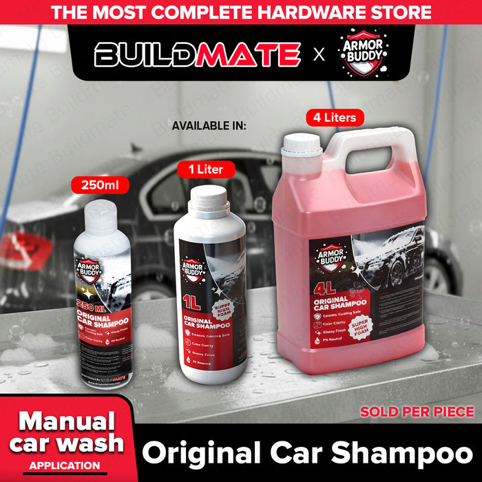 BUILDMATE ARMOR BUDDY Car Care Shampoo with Protectant | Gentle Original Formula | 250ml / 1L / 1GAL