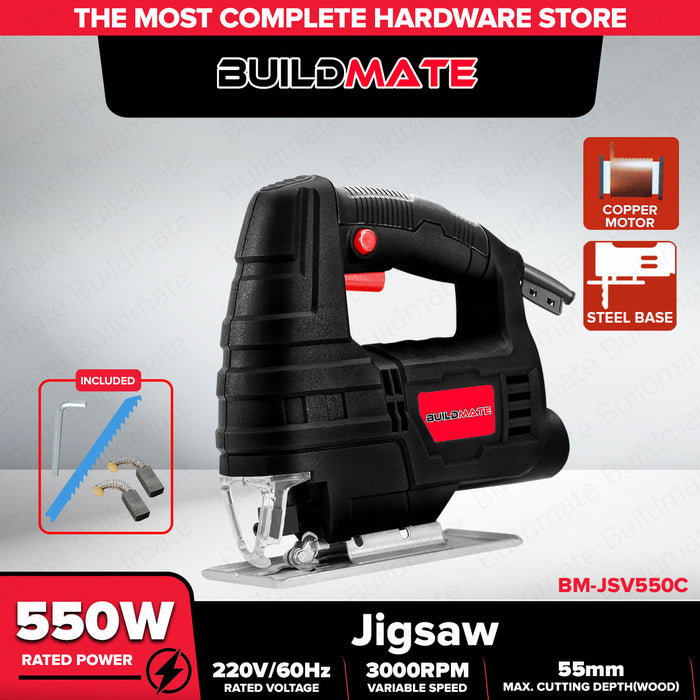 BUILDMATE Brand Jigsaw 550W Variable Speed Electric Saw for Wood Cutting JSV550C