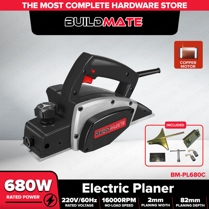 BUILDMATE Brand Electric Planer 680W 82mm 16000RPM for Woodworking Heavy Duty PL680C