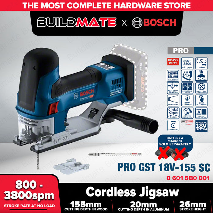 Buildmate x BOSCH Cordless Jigsaw GST 18V-155 SC BLC 06015B0001