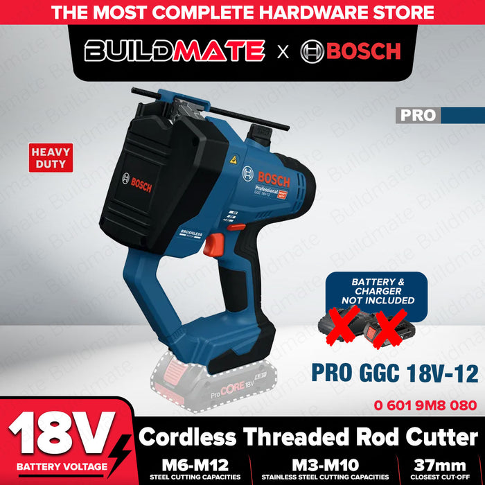 Buildmate x BOSCH SOLO 18V Cordless PRO Threaded Rod Cutter M6-M12 Brushless GGC 18V-12 06019M8080 BLC