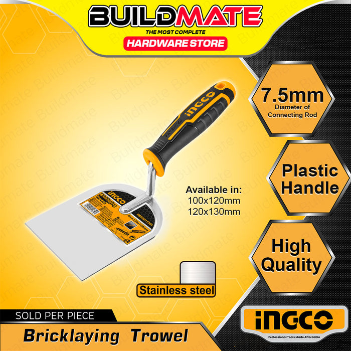 BUILDMATE Ingco Bricklaying Trowel 100x120mm /  120x130mm Plastering Brick Layering Cement Smoothening Masonry Finishing Constructions Trowels Tool  - IHT