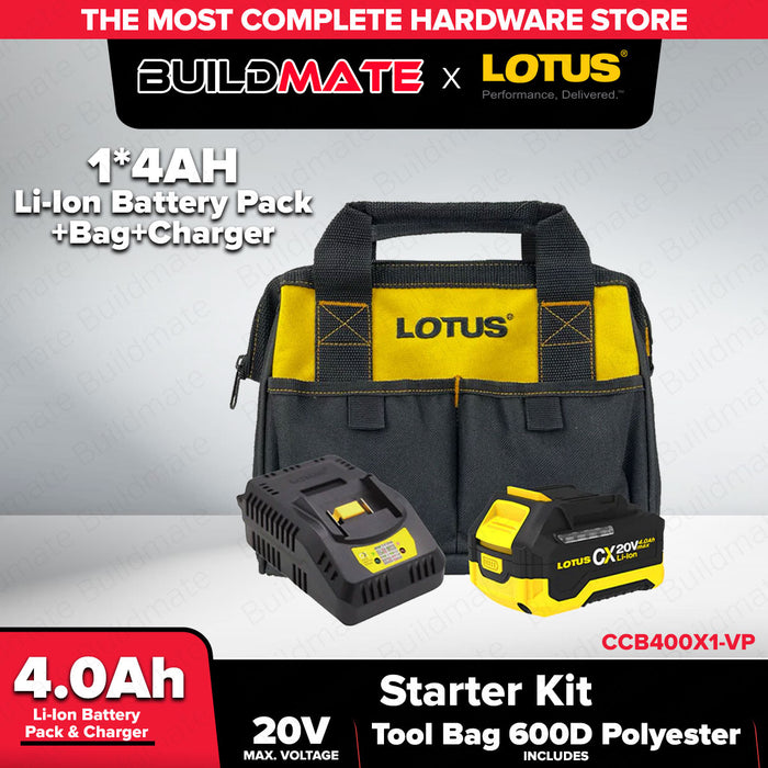 Lotus Starter Kit Cordless Battery and Charger with Tool Bag LPT